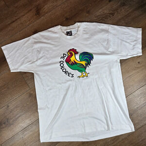 Vintage 90s De Colores Rooster T Shirt Mens L Spanish Folk Song Graphic USA Made